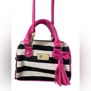 Betsey Johnson Black and Pink Mini Bag with Tassel